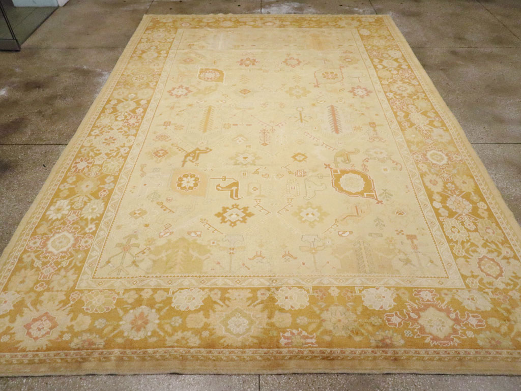 Modern Turkish Oushak Room Size Carpet, No.30791 - Staging