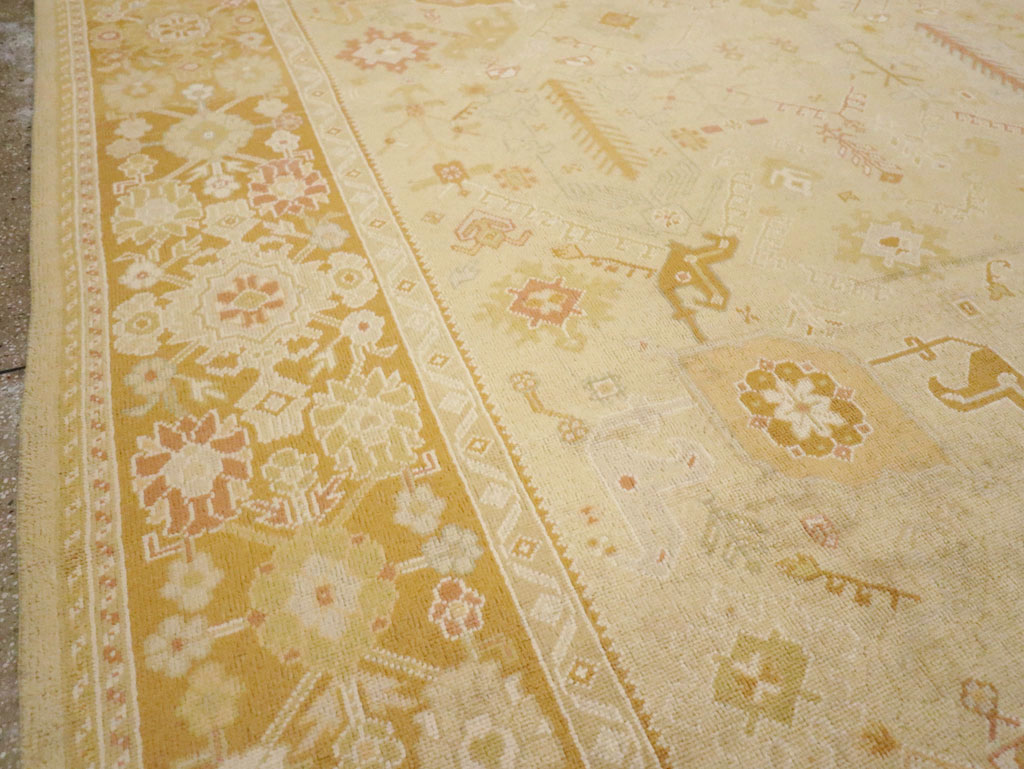 Modern Turkish Oushak Room Size Carpet, No.30791 - Staging