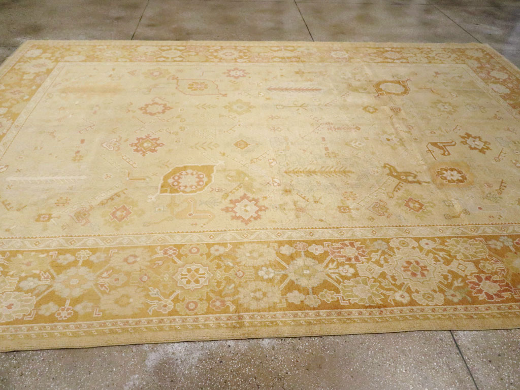 Modern Turkish Oushak Room Size Carpet, No.30791 - Staging