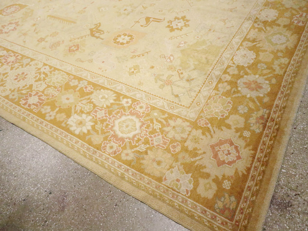 Modern Turkish Oushak Room Size Carpet, No.30791 - Staging