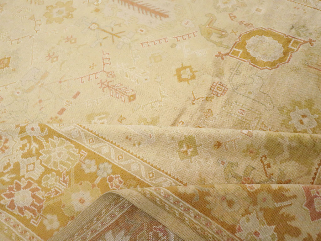 Modern Turkish Oushak Room Size Carpet, No.30791 - Staging