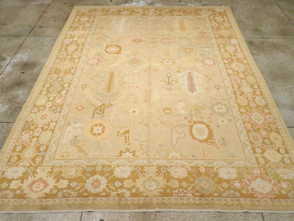 Contemporary Turkish Oushak Room Size Carpet, No.30792 - Staging