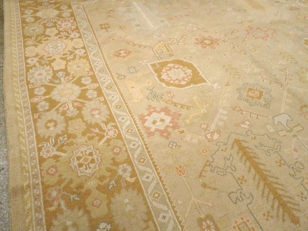 Contemporary Turkish Oushak Room Size Carpet, No.30792 - Staging
