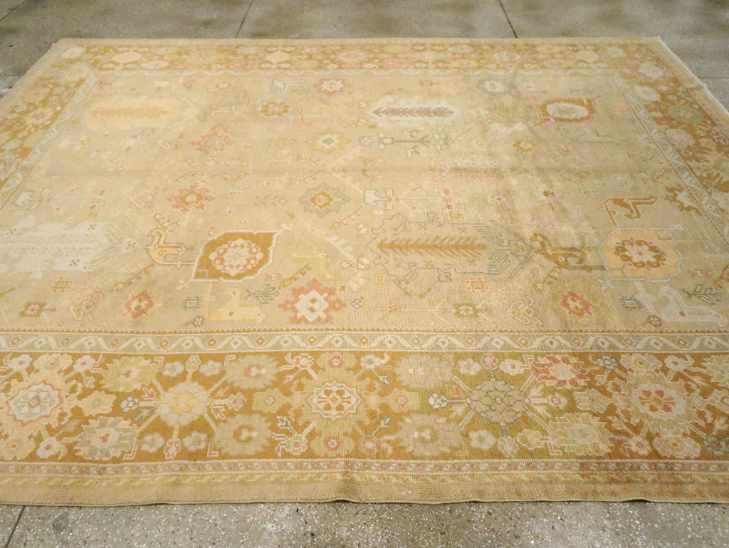 Contemporary Turkish Oushak Room Size Carpet, No.30792 - Staging