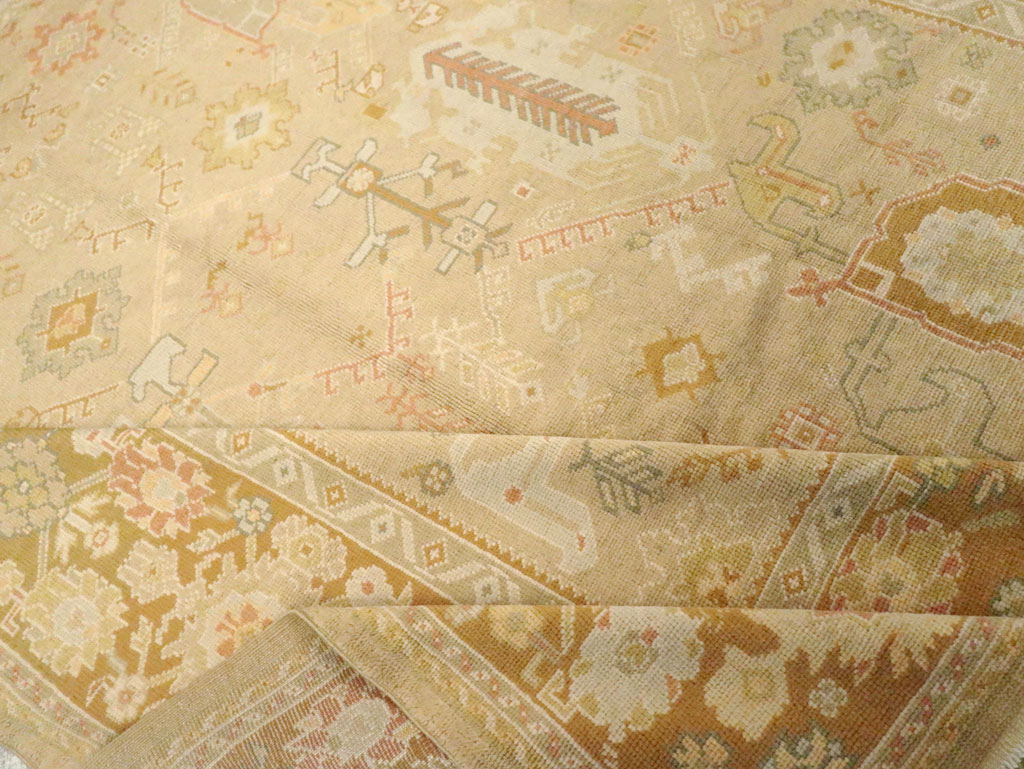Contemporary Turkish Oushak Room Size Carpet, No.30792 - Staging