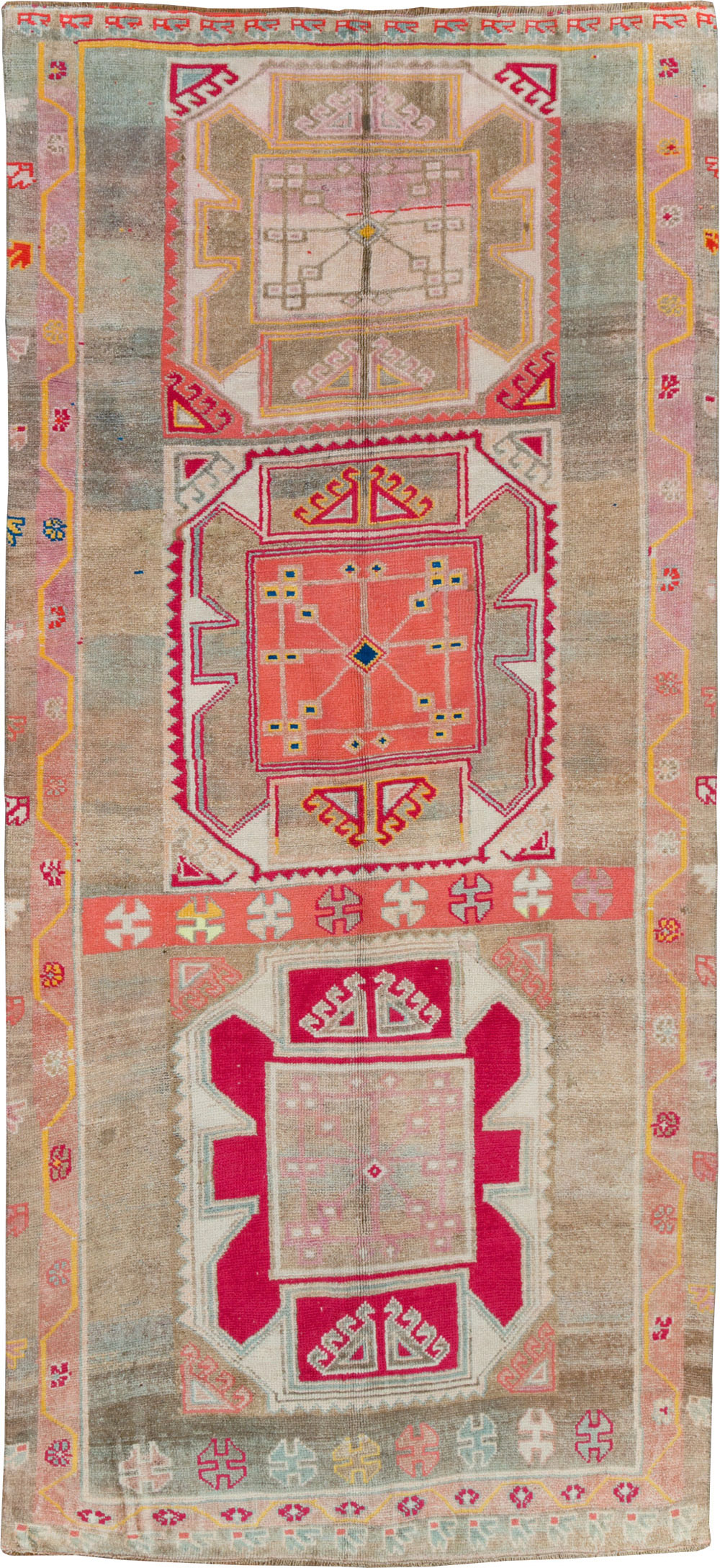 Vintage Turkish Anatolian Wide Gallery Runner, No.30799 - Staging