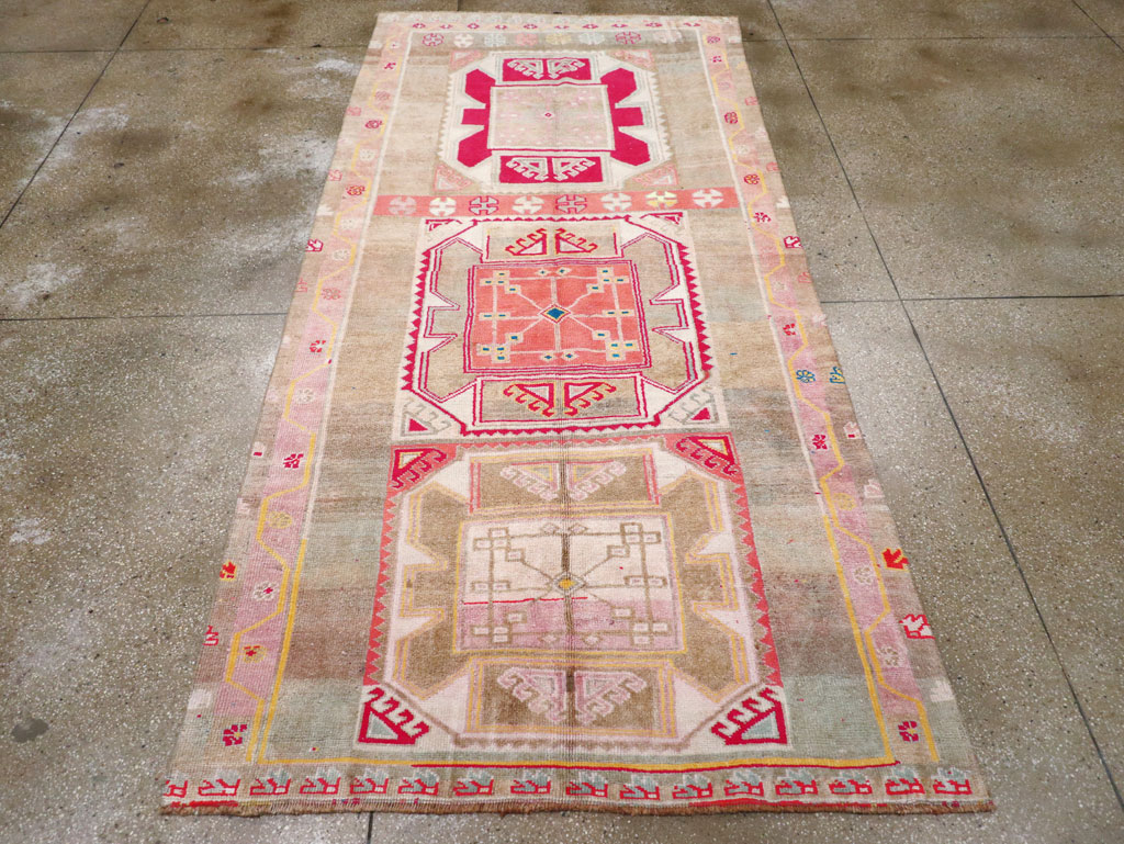 Vintage Turkish Anatolian Wide Gallery Runner, No.30799 - Staging