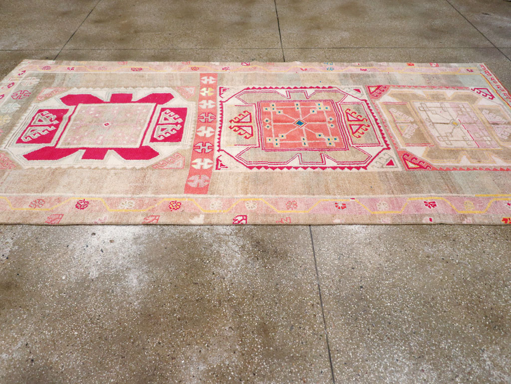 Vintage Turkish Anatolian Wide Gallery Runner, No.30799 - Staging