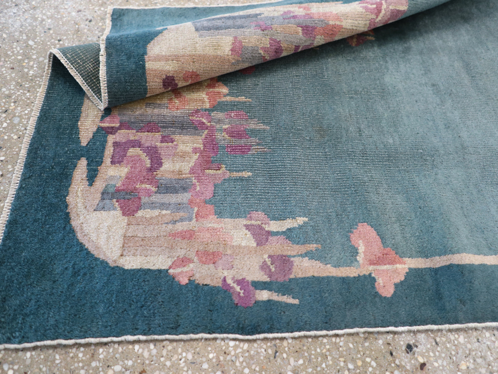 Vintage Chinese Art Deco Throw Rug, No.30813 - Staging