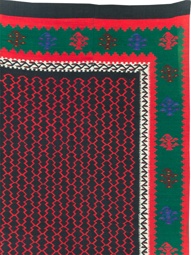 Vintage Turkish Flatweave Kilim Square Room Size Carpet, No.30823 - Staging