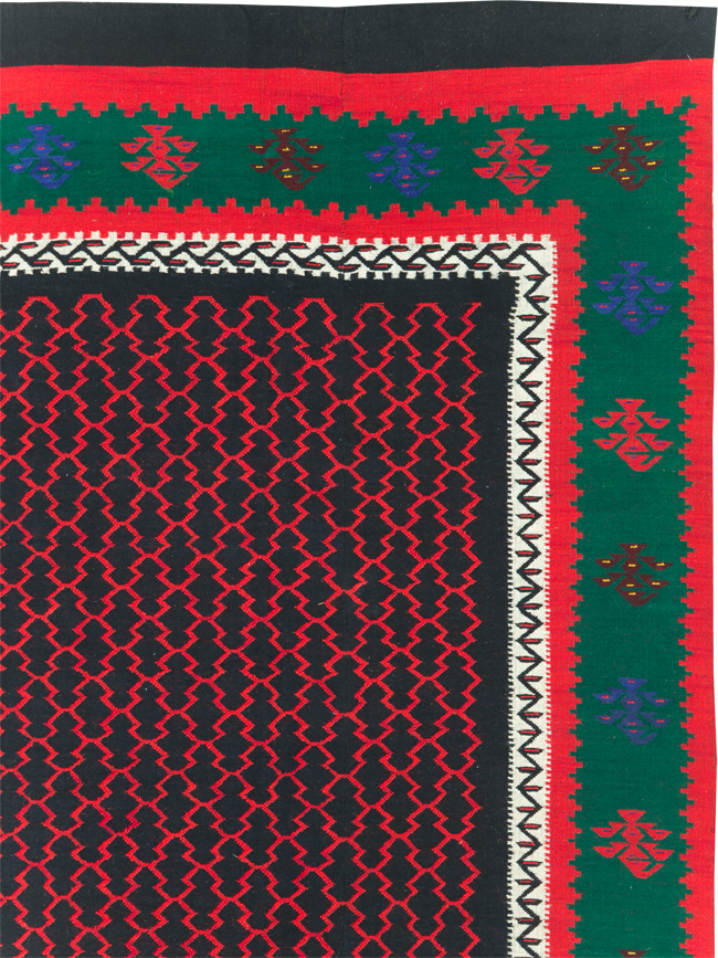 Vintage Turkish Flatweave Kilim Square Room Size Carpet, No.30823 - Staging