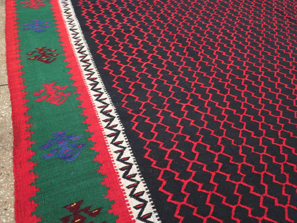 Vintage Turkish Flatweave Kilim Square Room Size Carpet, No.30823 - Staging