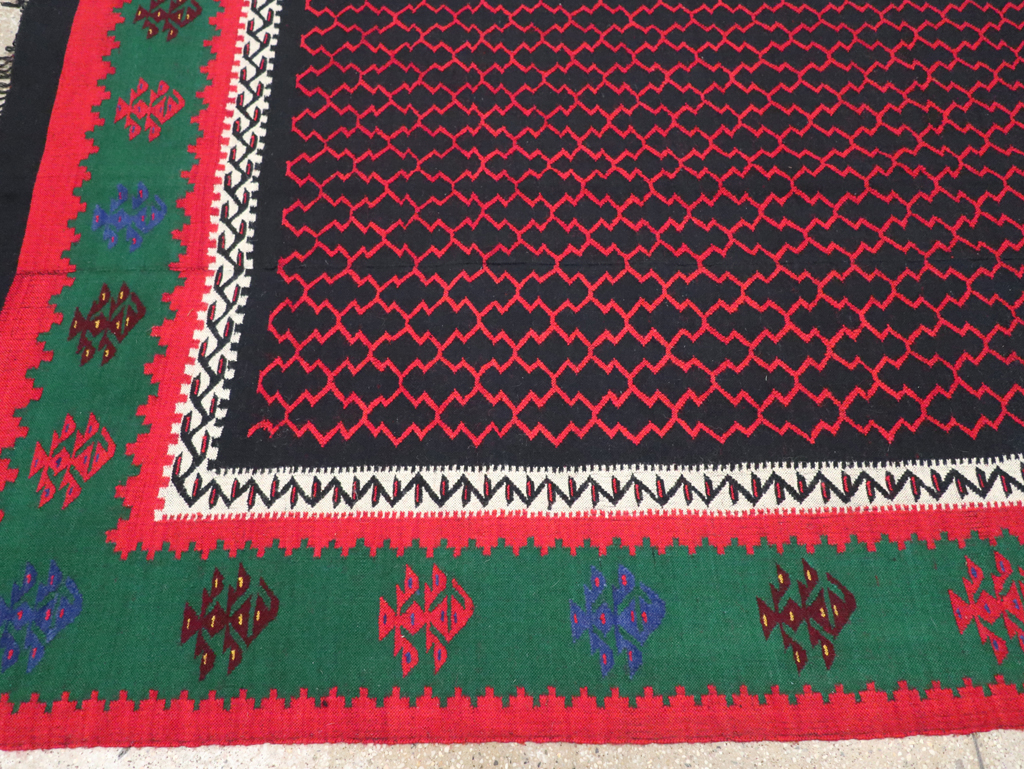 Vintage Turkish Flatweave Kilim Square Room Size Carpet, No.30823 - Staging
