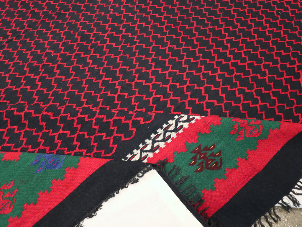 Vintage Turkish Flatweave Kilim Square Room Size Carpet, No.30823 - Staging