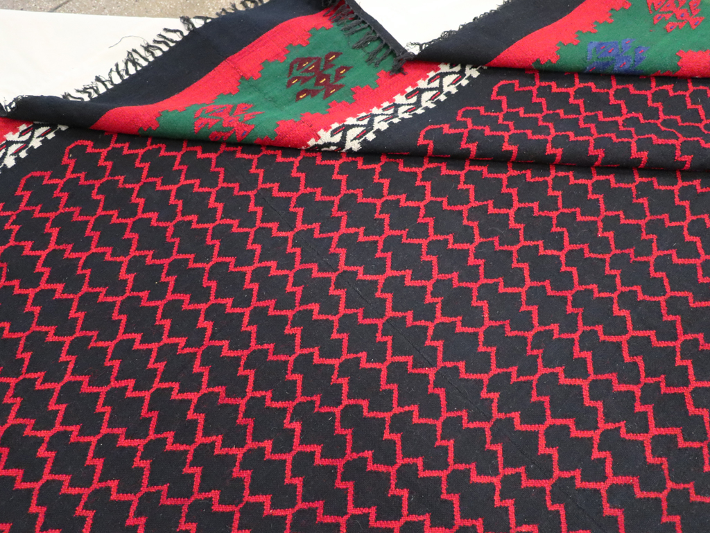 Vintage Turkish Flatweave Kilim Square Room Size Carpet, No.30823 - Staging