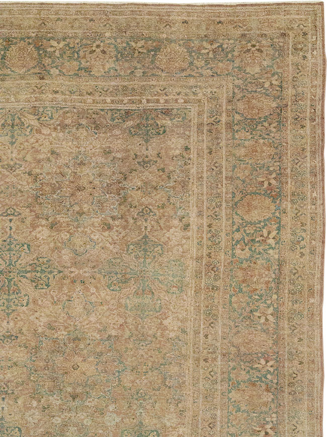 Antique Persian Mashad Room Size Carpet, No.30826 - Staging