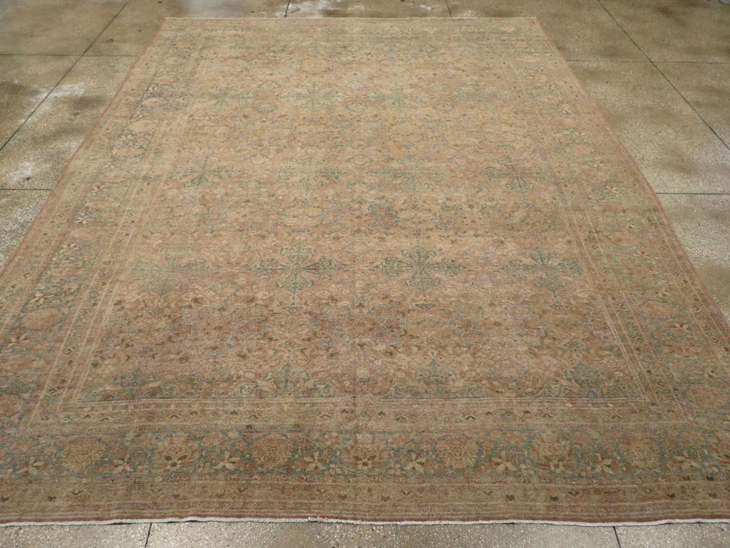 Antique Persian Mashad Room Size Carpet, No.30826 - Staging