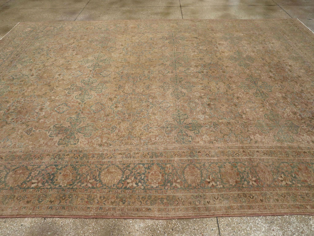 Antique Persian Mashad Room Size Carpet, No.30826 - Staging