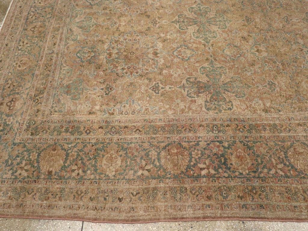 Antique Persian Mashad Room Size Carpet, No.30826 - Staging