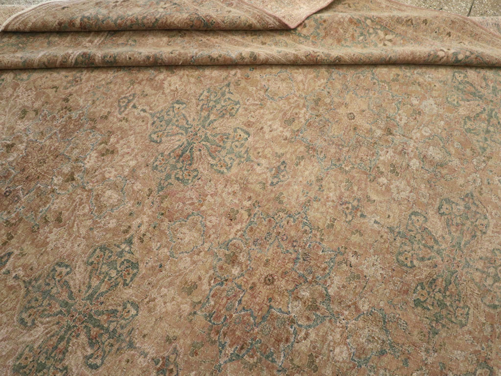 Antique Persian Mashad Room Size Carpet, No.30826 - Staging