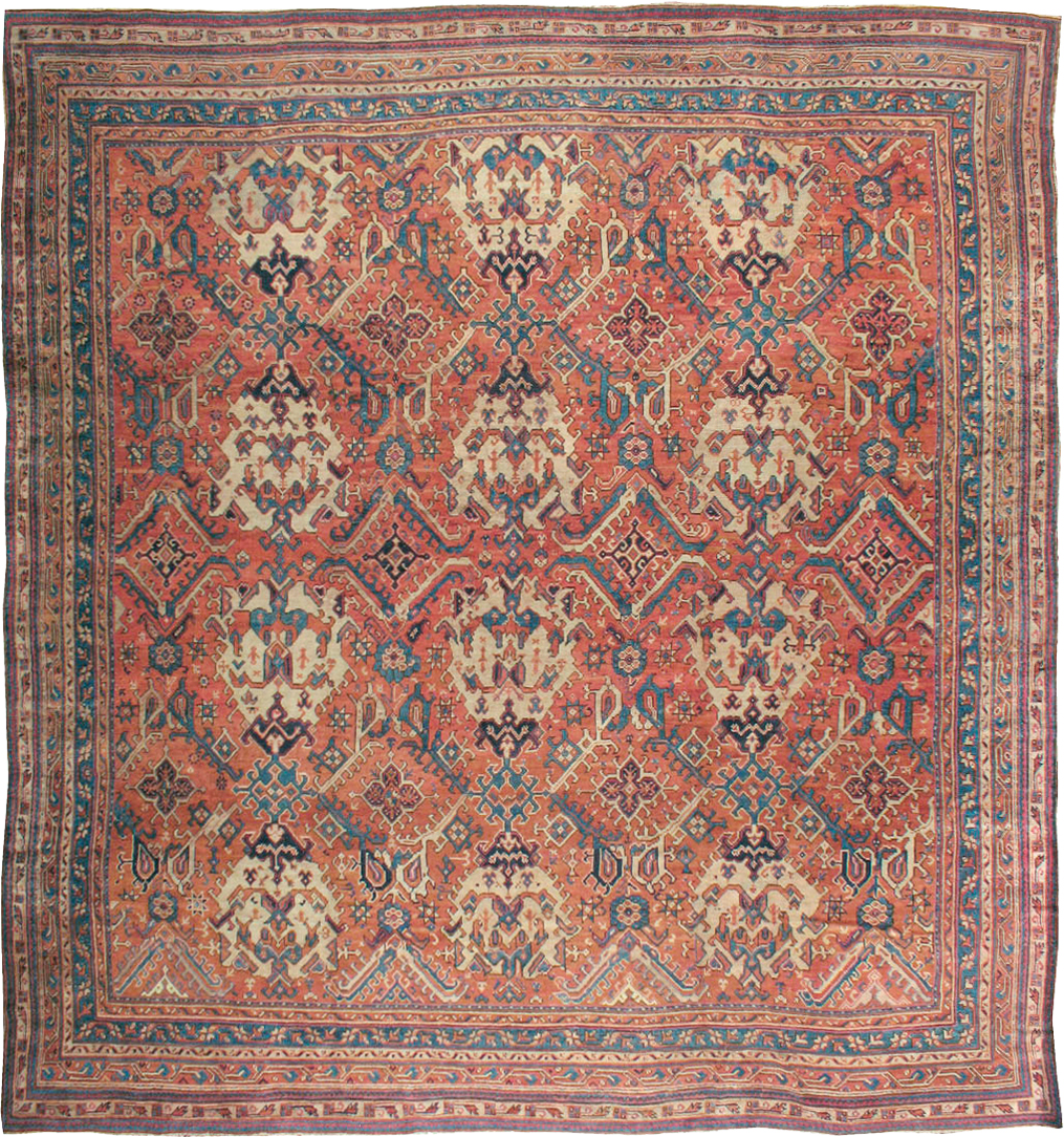 Antique Turkish Oushak Oversize Square Carpet, No.30832 - Staging