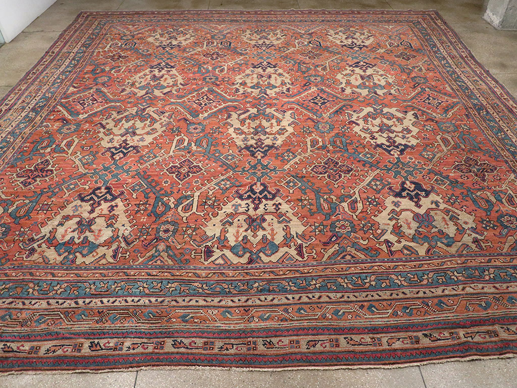 Antique Turkish Oushak Oversize Square Carpet, No.30832 - Staging