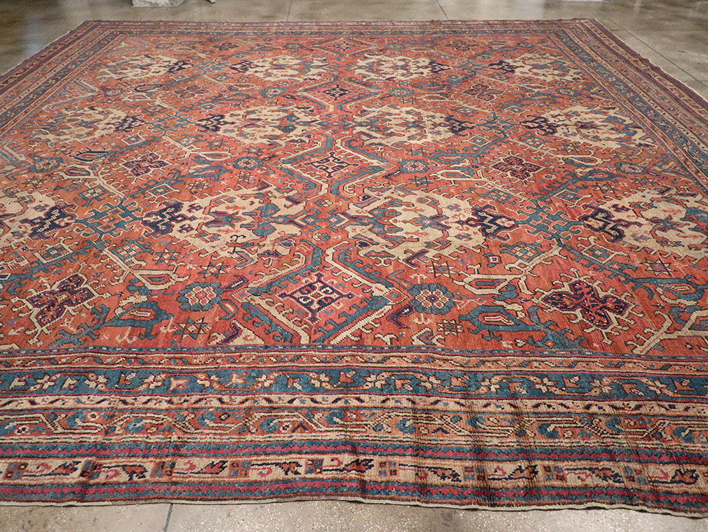 Antique Turkish Oushak Oversize Square Carpet, No.30832 - Staging