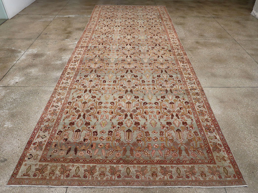 Antique Persian Bibikabad Wide Gallery Runner, No.30836 - Staging