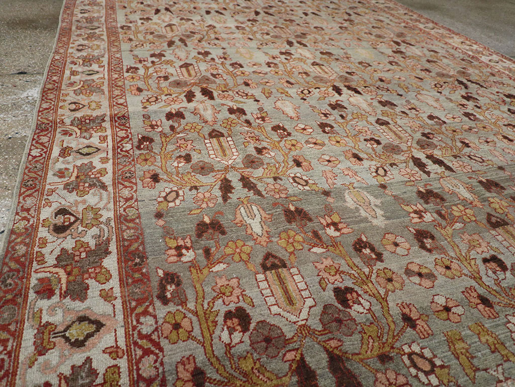 Antique Persian Bibikabad Wide Gallery Runner, No.30836 - Staging