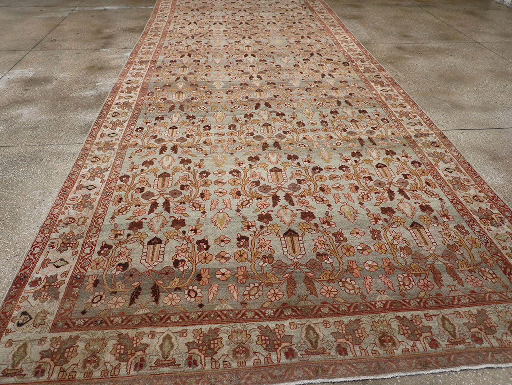 Antique Persian Bibikabad Wide Gallery Runner, No.30836 - Staging