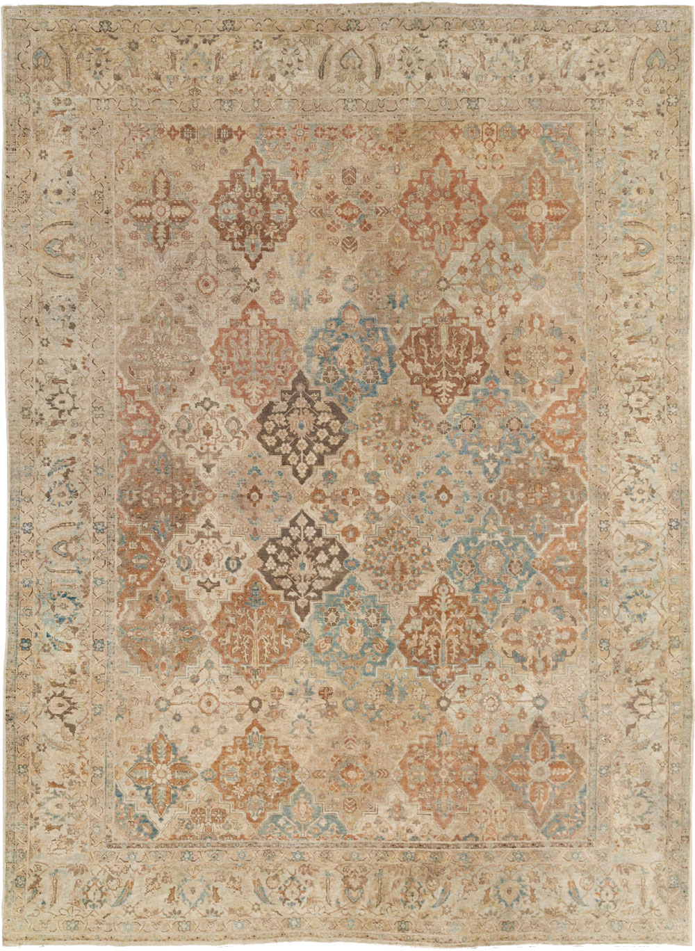 Antique Persian Tabriz Room Size Carpet, No.30840 - Staging