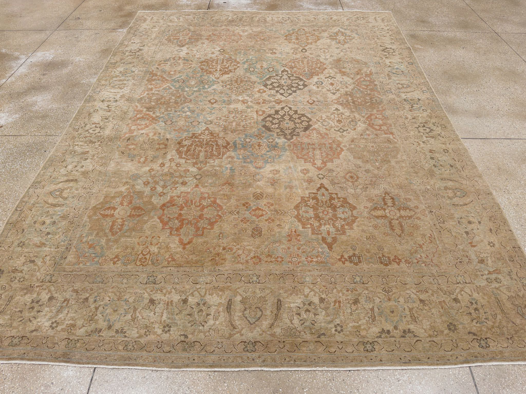 Antique Persian Tabriz Room Size Carpet, No.30840 - Staging