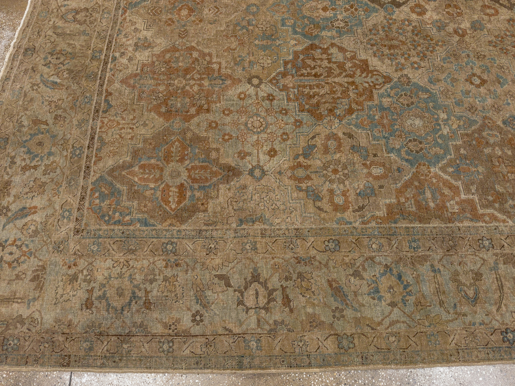 Antique Persian Tabriz Room Size Carpet, No.30840 - Staging