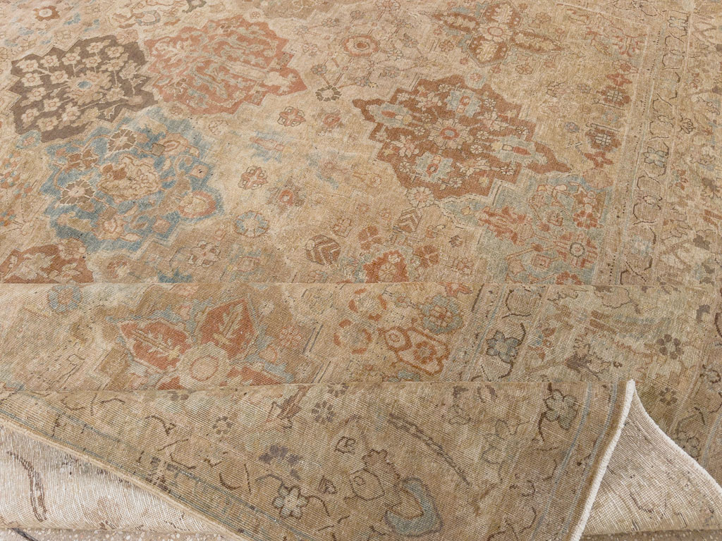 Antique Persian Tabriz Room Size Carpet, No.30840 - Staging