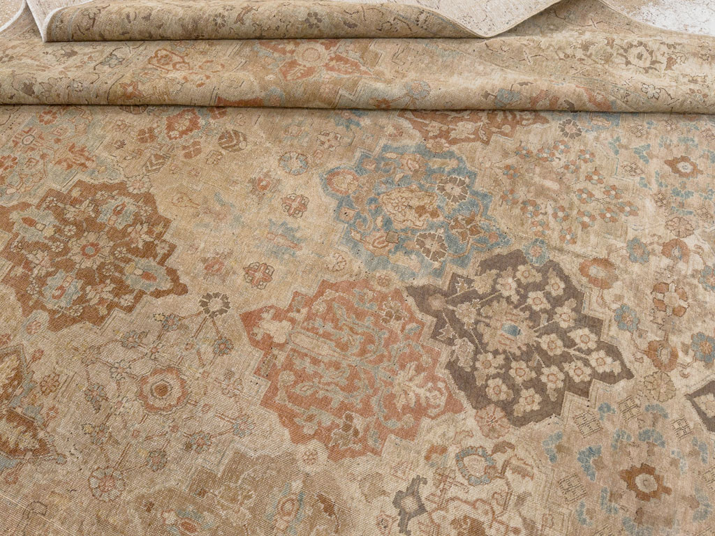 Antique Persian Tabriz Room Size Carpet, No.30840 - Staging
