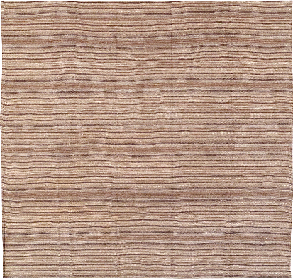 Vintage Persian Flatweave Kilim Square Room Size Carpet, No.30844 - Staging