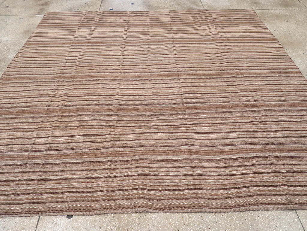 Vintage Persian Flatweave Kilim Square Room Size Carpet, No.30844 - Staging