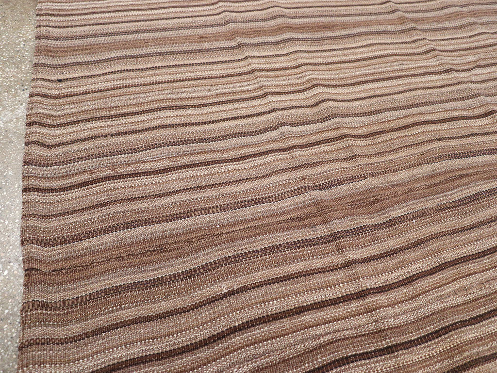 Vintage Persian Flatweave Kilim Square Room Size Carpet, No.30844 - Staging