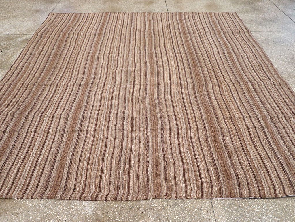 Vintage Persian Flatweave Kilim Square Room Size Carpet, No.30844 - Staging