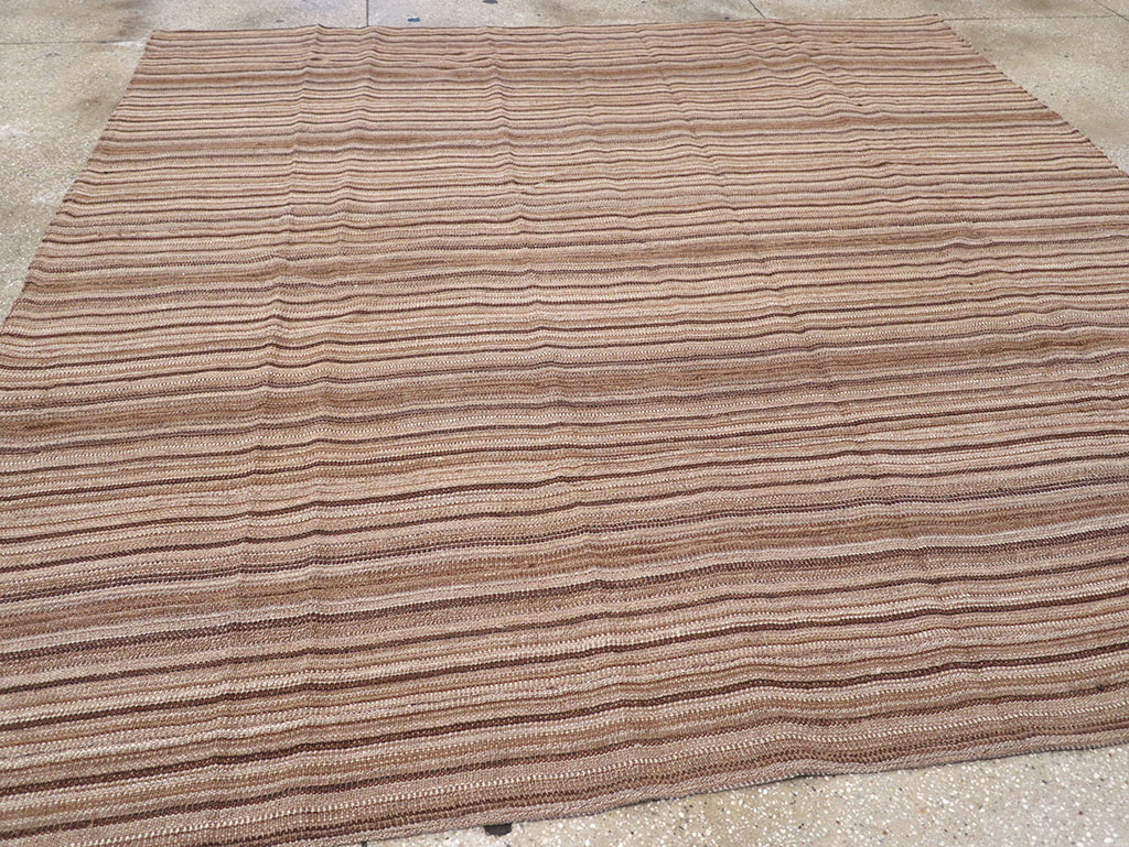 Vintage Persian Flatweave Kilim Square Room Size Carpet, No.30844 - Staging