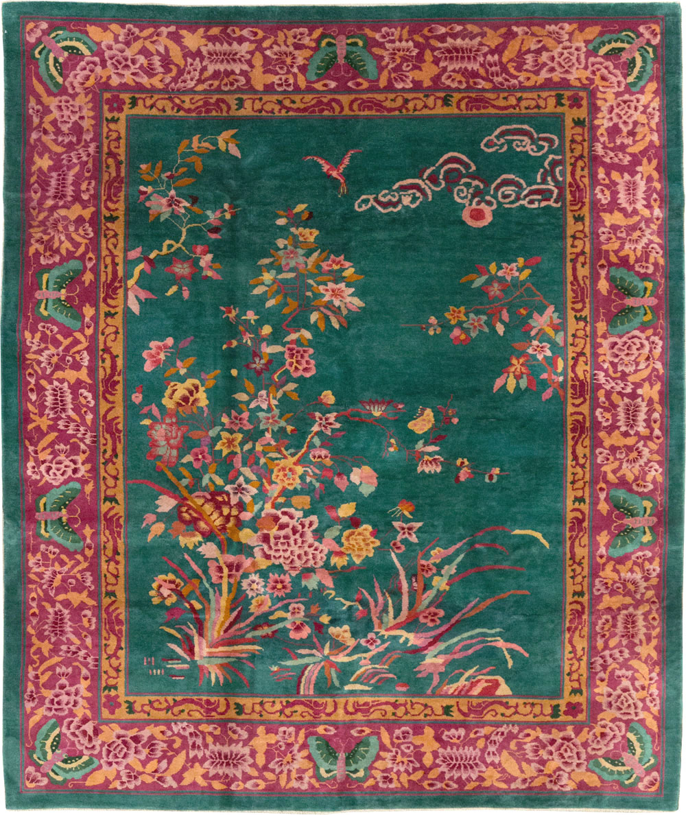 Vintage Chinese Art Deco Small Room Size Carpet, No.30861 - Staging