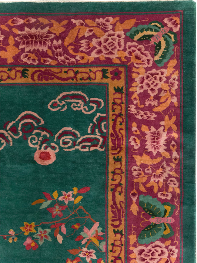 Vintage Chinese Art Deco Small Room Size Carpet, No.30861 - Staging
