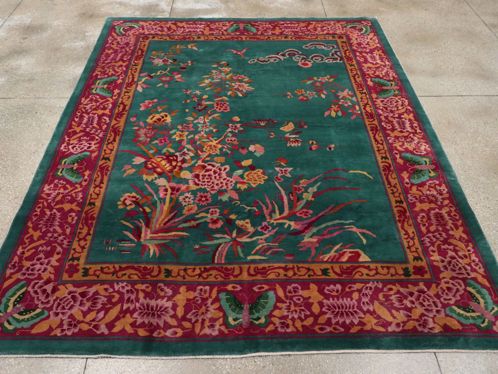 Vintage Chinese Art Deco Small Room Size Carpet, No.30861 - Staging
