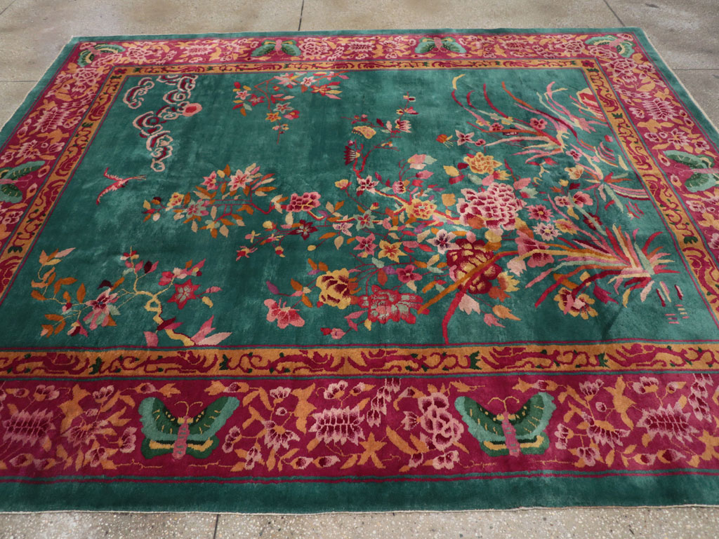Vintage Chinese Art Deco Small Room Size Carpet, No.30861 - Staging