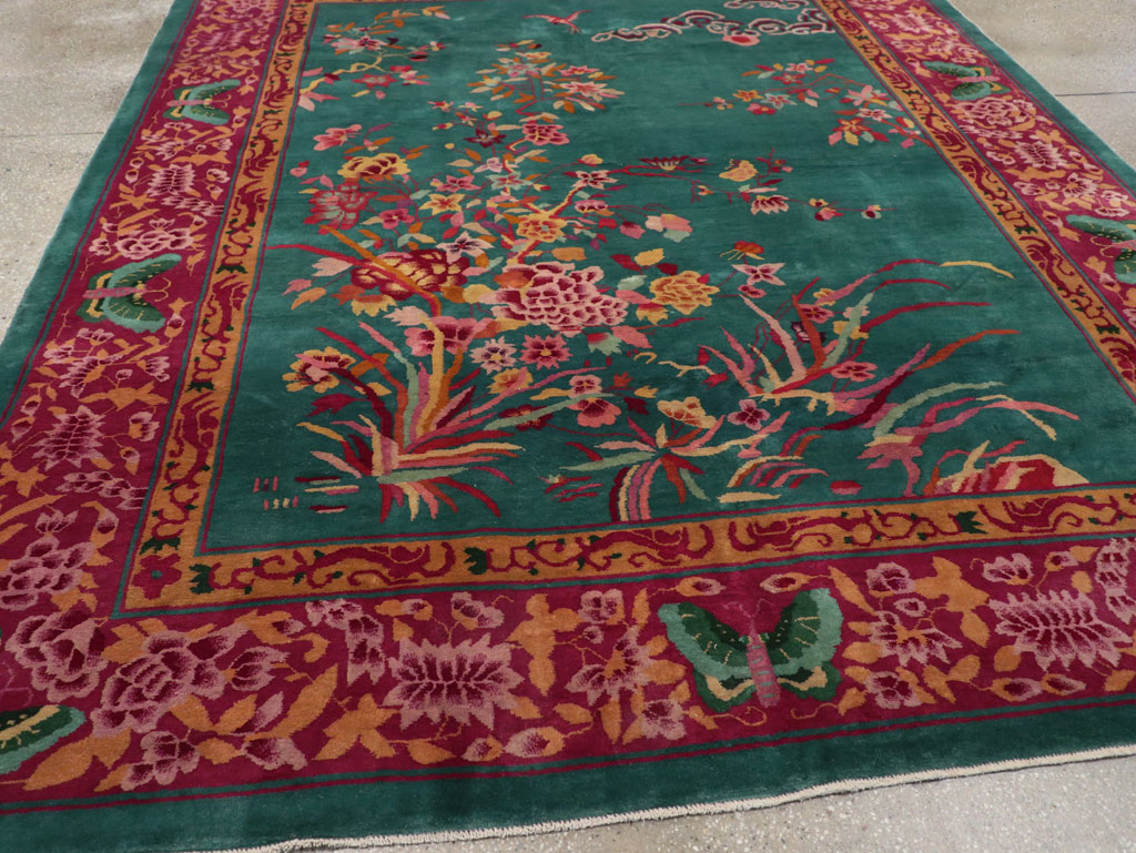 Vintage Chinese Art Deco Small Room Size Carpet, No.30861 - Staging