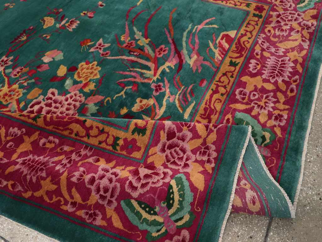 Vintage Chinese Art Deco Small Room Size Carpet, No.30861 - Staging
