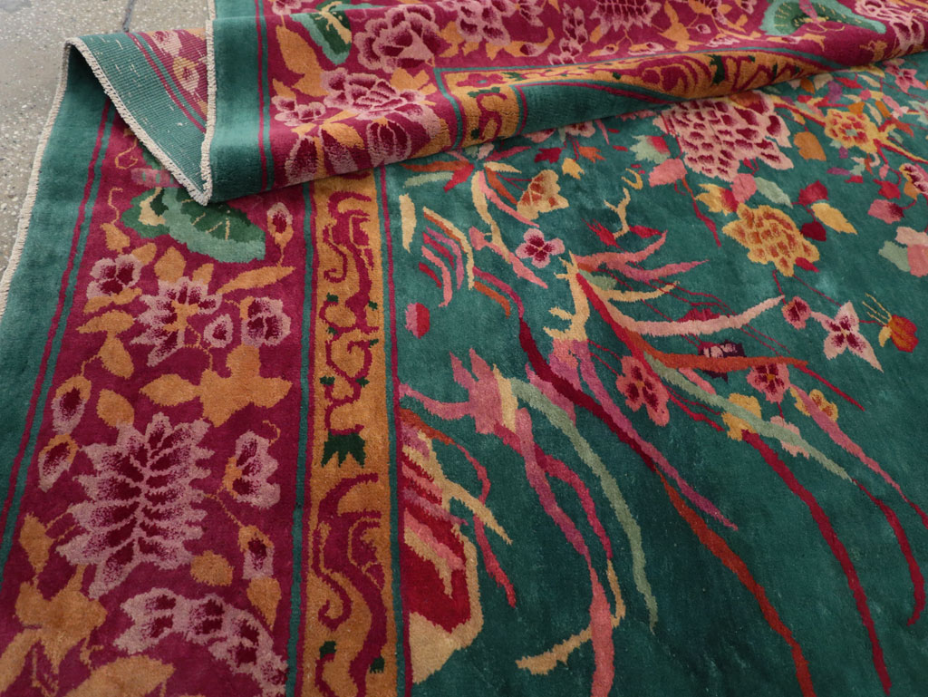 Vintage Chinese Art Deco Small Room Size Carpet, No.30861 - Staging