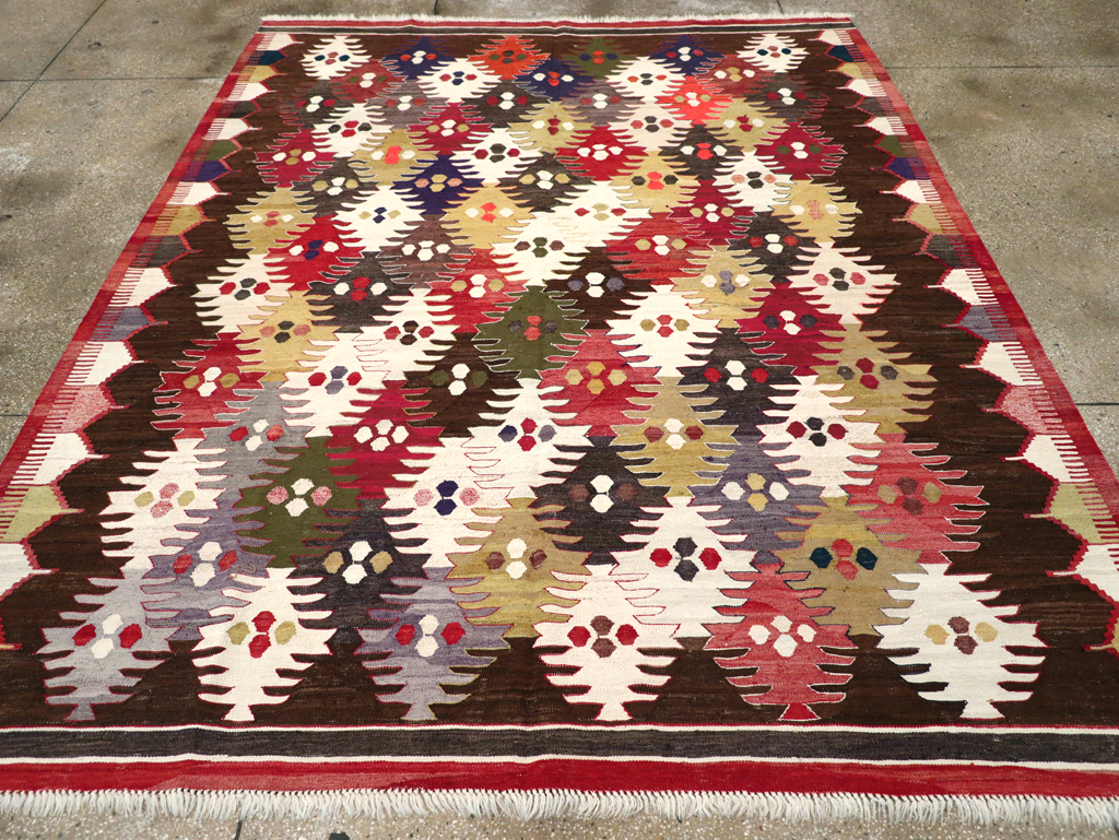Contemporary Turkish Flatweave Kilim Small Room Size Carpet, No.30864 - Staging