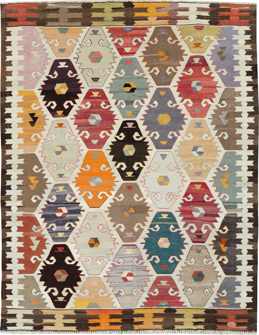 Contemporary Turkish Flatweave Kilim Room Size Carpet, No.30865 - Staging