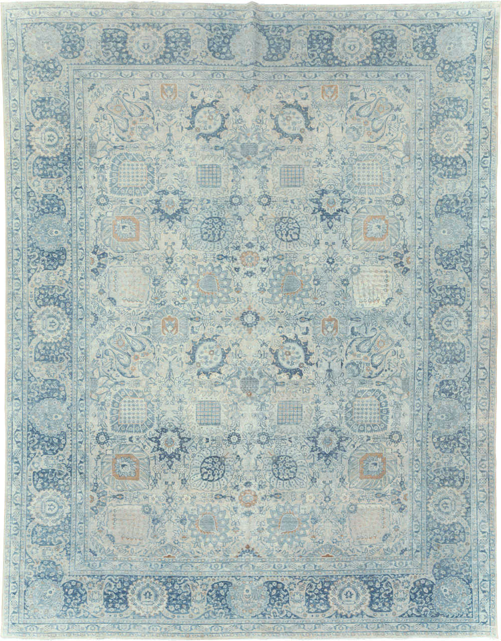 Antique Persian Tabriz Room Size Carpet, No.30872 - Staging